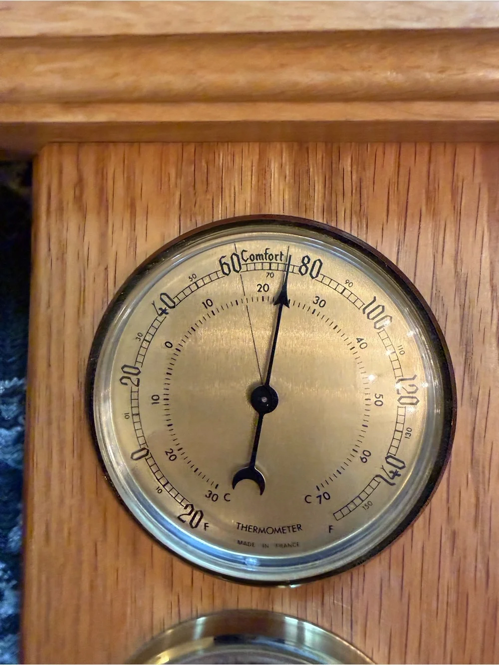 Vintage Solid Oak Handmade Wall Weather Station Thermometer Barometer Hygrometer